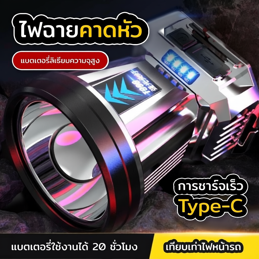 ไฟฉายคาดหัว แรงสูง T998 LED สว่าง10เท่า ระยะ5KM