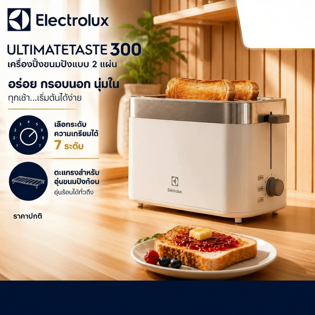 ELECTROLUX เครื่องปิ้งขนมปัง รุ่น E2TS1-100W