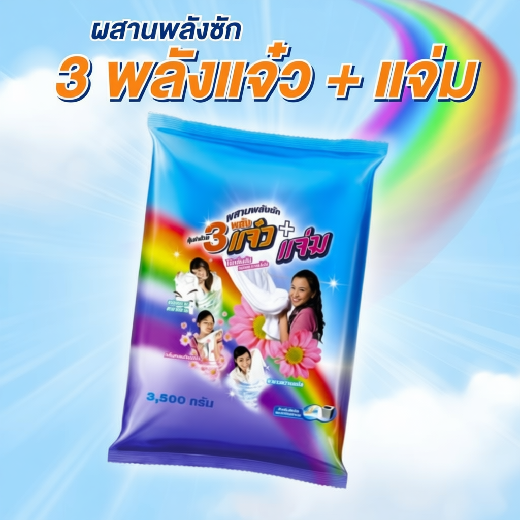 ผงซักฟอก 108 ช้อป 3 พลังแจ๋ว ขจัดคราบสะอาดง่าย 3500 กรัม
