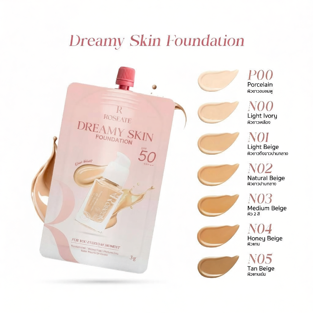 แบบซอง รองพื้นผิวเป๊ะ Roseate Dreamy Skin