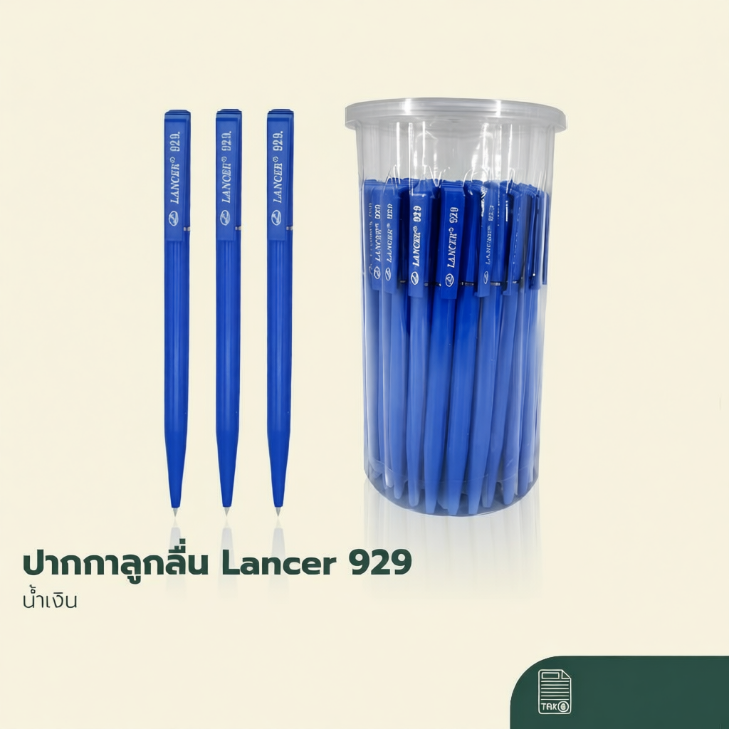 ปากกาหมุนลูกลื่น LANCER 929 รุ่นแบบไม่มีวงแหวน กระปุก 50