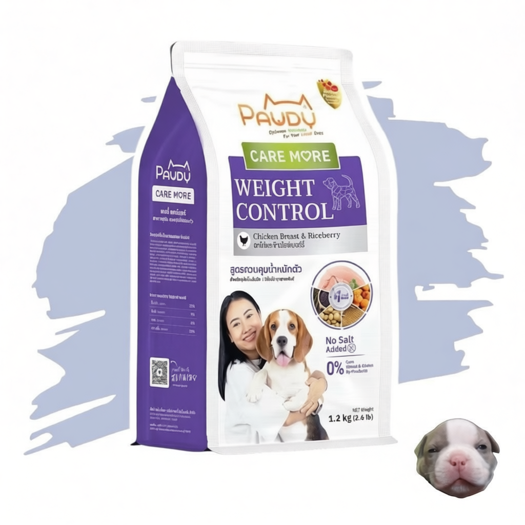 Pawdy Caremore Weight control ขนาด 8 kg อาหารสุนัข สูตรควบคุมน้ำหนักตัว