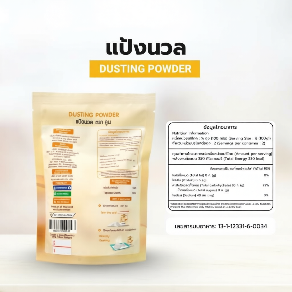 แป้งนวล 200 กรัม ตรา KOON สำหรับทำขนมและอาหาร