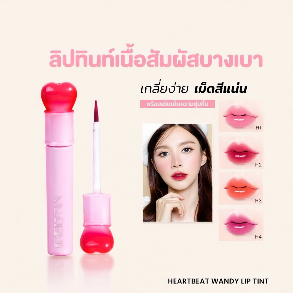 Melynn Heartbeat Wandy ลิปทิ้นท์เนื้อน้ำเพิ่มความสดใสให้ริมฝีปาก