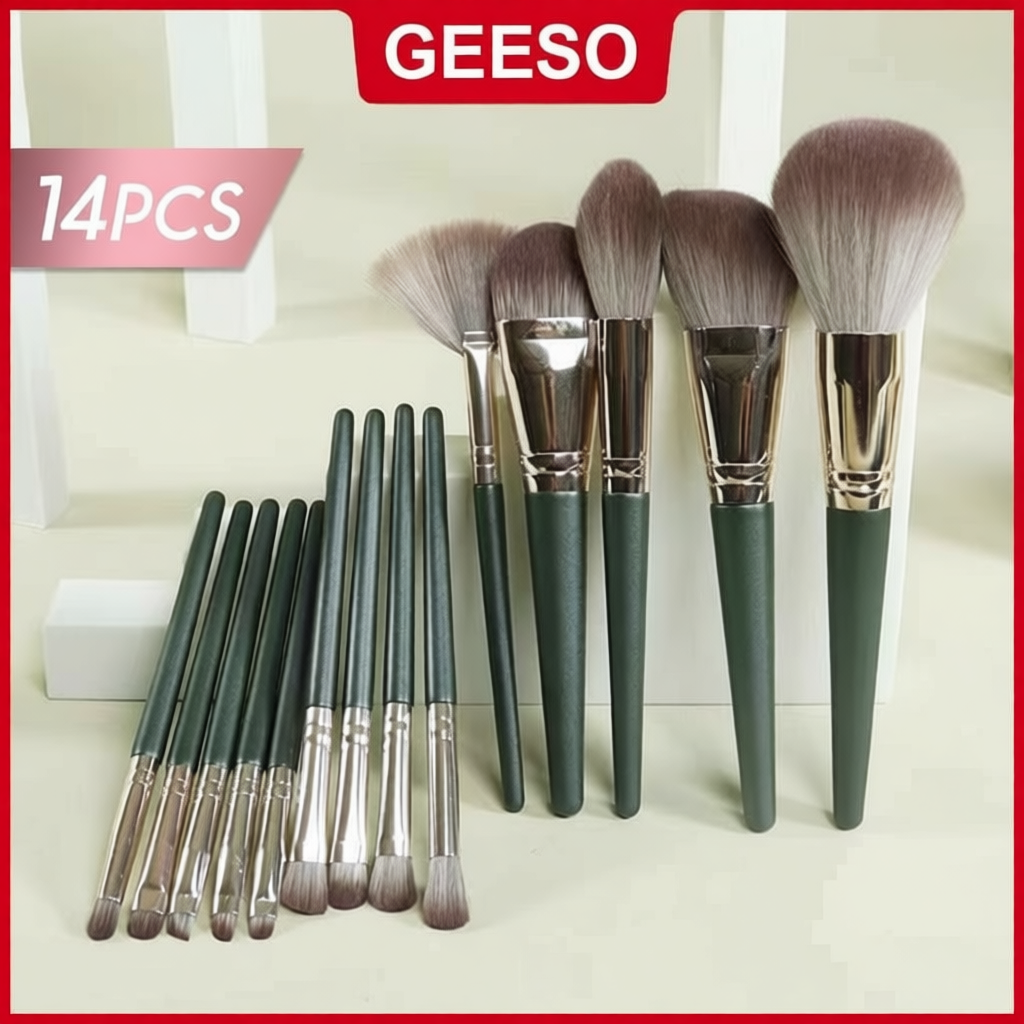 GEESO แปรงแต่งหน้า 14 ชิ้น เซ็ตอุปกรณ์แต่งหน้า