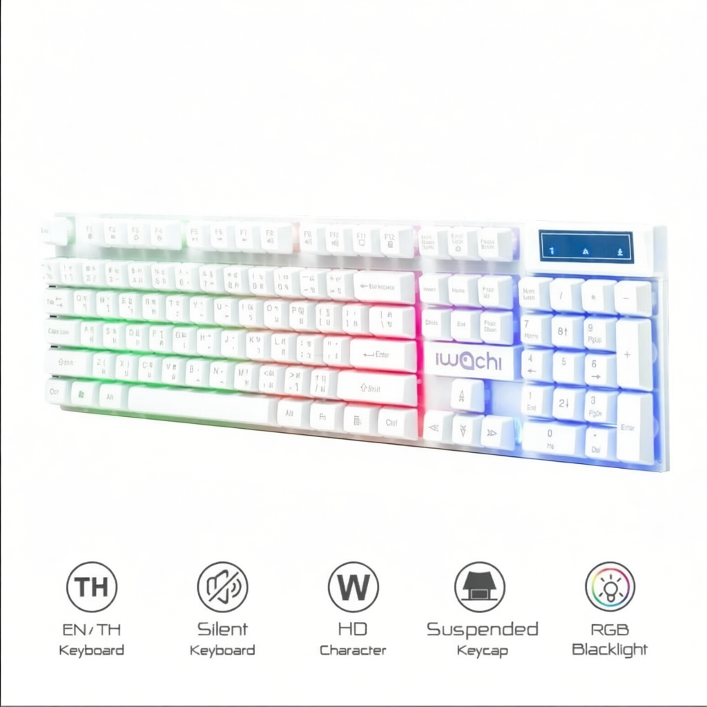 คีย์บอร์ด IWACHI ไฟ RGB ภาษาไทย พร้อมไฟ RGB สวยงาม
