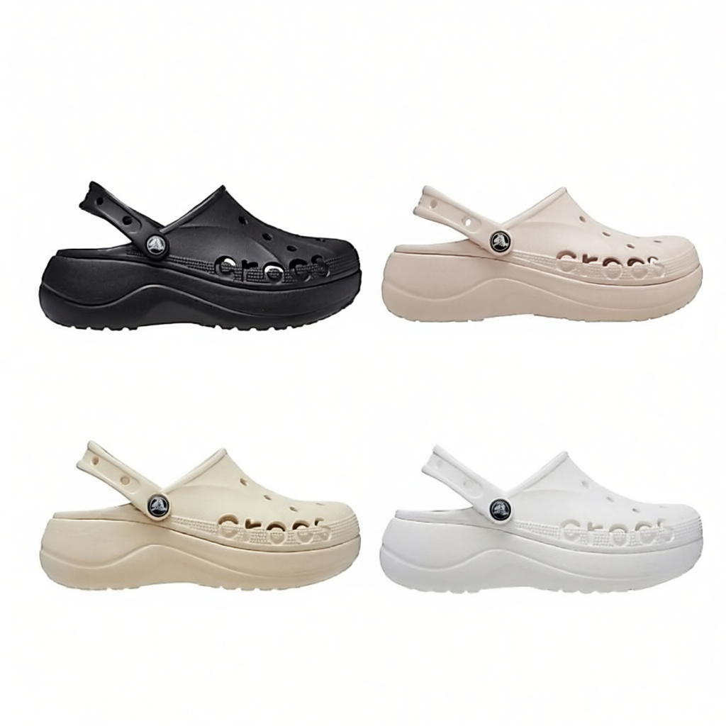 CROCSBAYA PLATFORM Cloudy Hole Sandals Fashionable Women's Summer Slippers for Adults รุ่น 208186