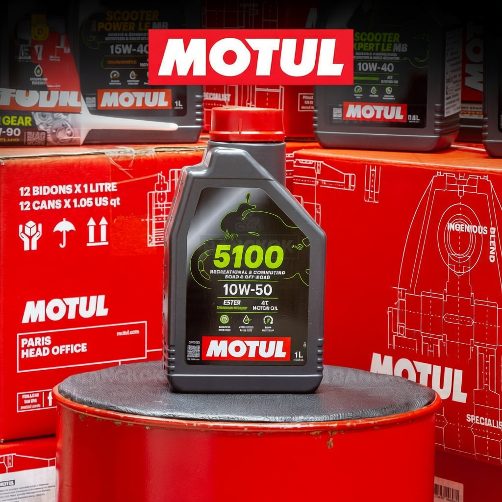 น้ำมันเครื่องกึ่งสังเคราะห์ MOTUL 5100 4T 10W50 สำหรับรถจักรยานยนต์