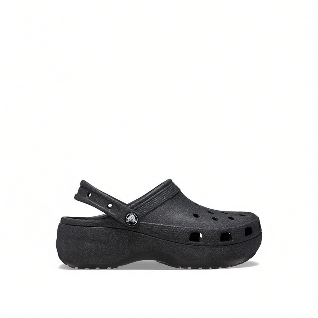 รองเท้าลำลองผู้หญิง CROCS Classic Platform Glitter สีดำ ดีไซน์กลิตเตอร์โดดเด่น