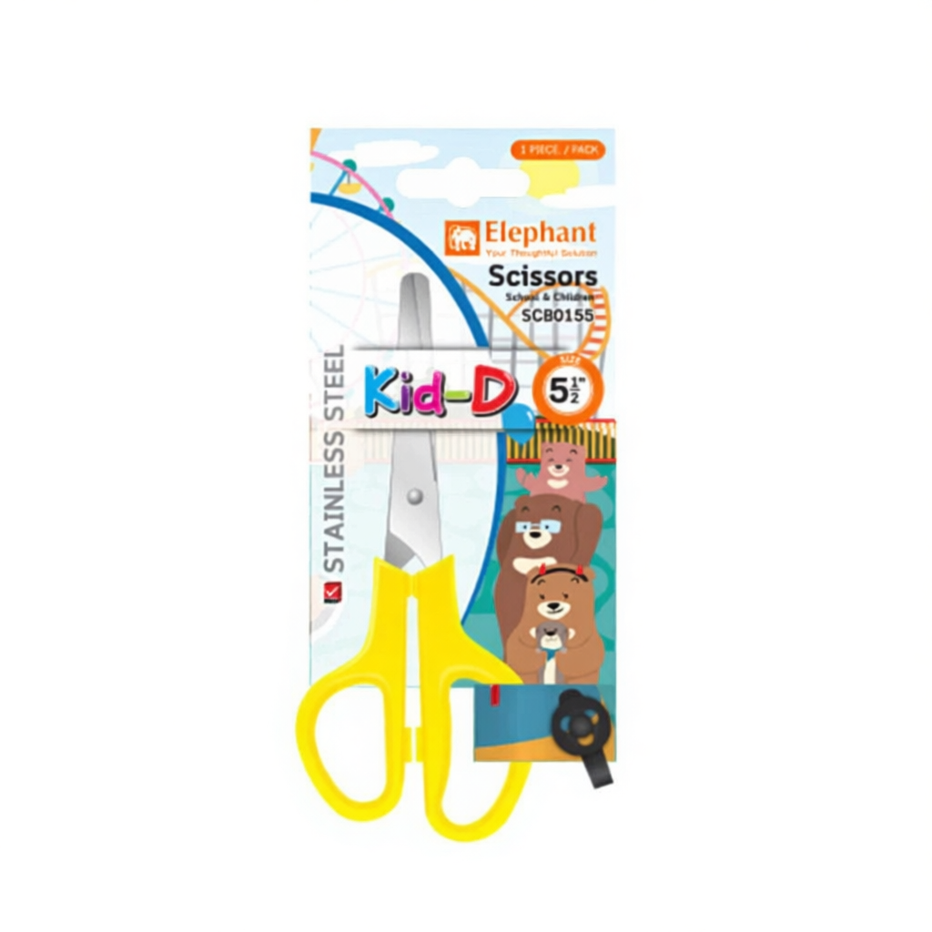ตราช้าง กรรไกร SCB0155  KID-D ขนาด 5 1/2 นิ้ว สีเหลือง