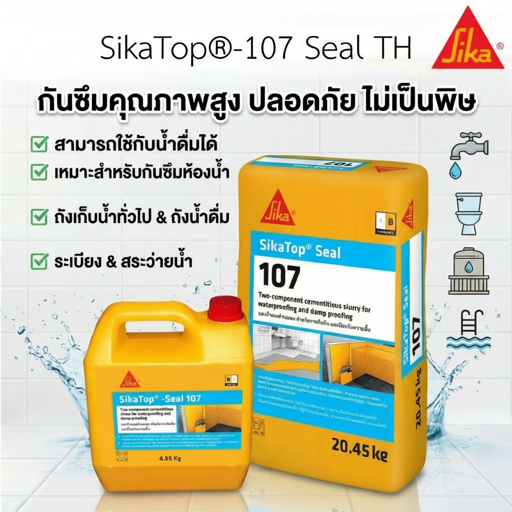 ซีเมนต์กันซึม Sika Top 107 Seal 25 กิโลกรัม ใช้งานง่าย ปลอดภัยต่อสุขภาพ