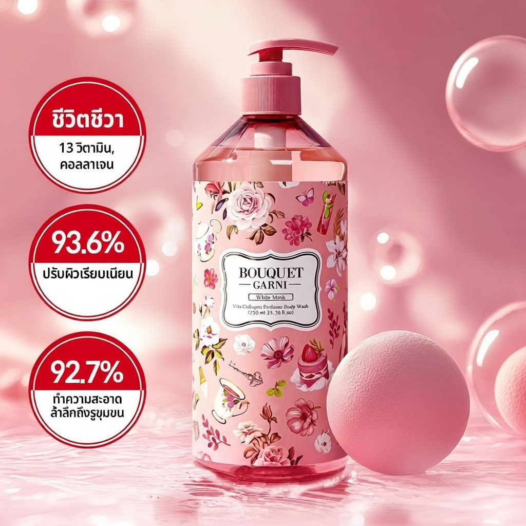 [Bouquet Garni] บอดี้วอชน้ำหอมบำรุงผิว วิตามินคอลลาเจน 750มล.