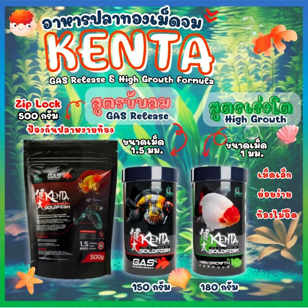 อาหารปลาทอง Kenta สำหรับการเจริญเติบโต