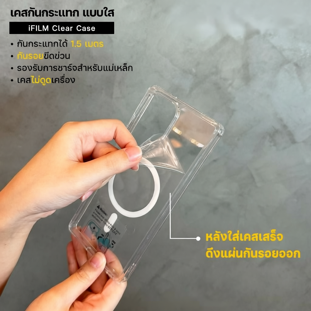 iFilm เคสใส แม่เหล็ก ปกป้องการชน For Samsung