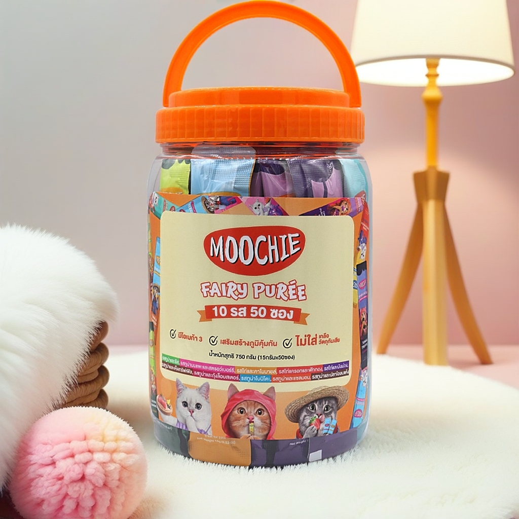 Moochie ขนมแมวเลีย แบบกระปุก ไม่เติมเกลือ