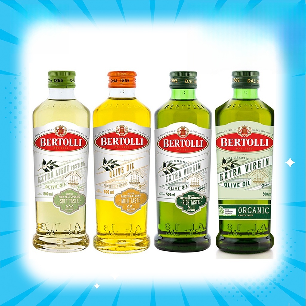 น้ำมันมะกอก 4 สูตรขนาด250และ500 ML Bertolli , Extra virgin , Extra Light , Classico และ เบอร์ทอลลี่
