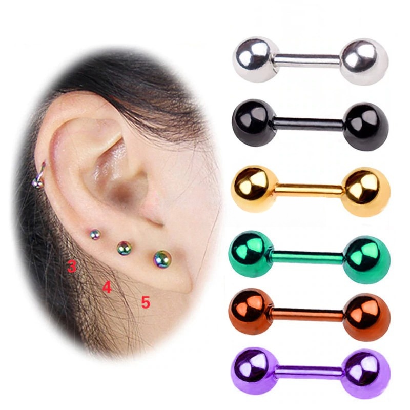 ต่างหูสแตนเลส 316L หลากหลายขนาดและสี