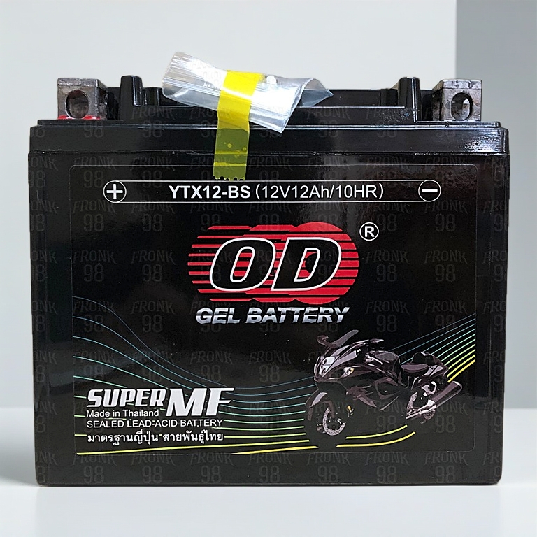 แบตเตอรี่แห้ง OD YTX12-BS 12V12Ah สำหรับรถจักรยานยนต์