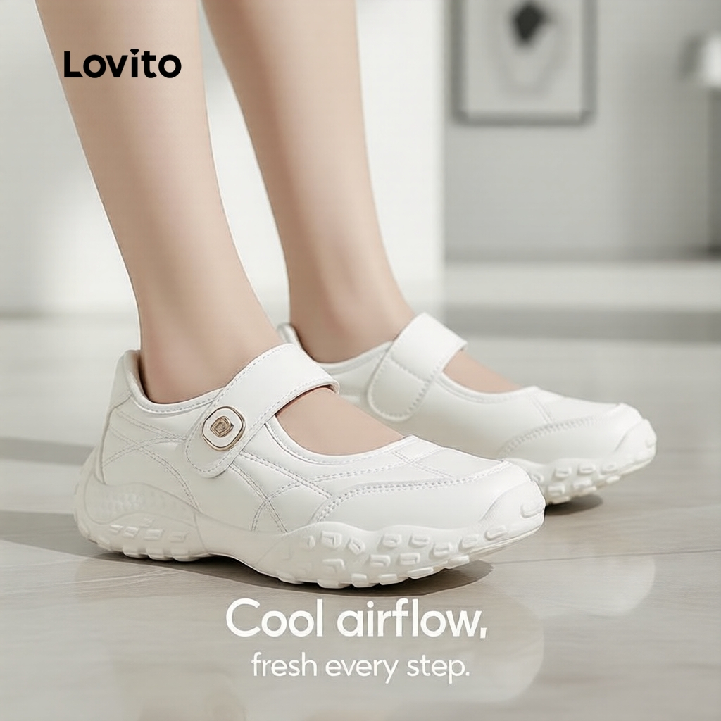 Lovito รองเท้าผ้าใบกีฬาผู้หญิง สไตล์หรู รหัส LFAS7029