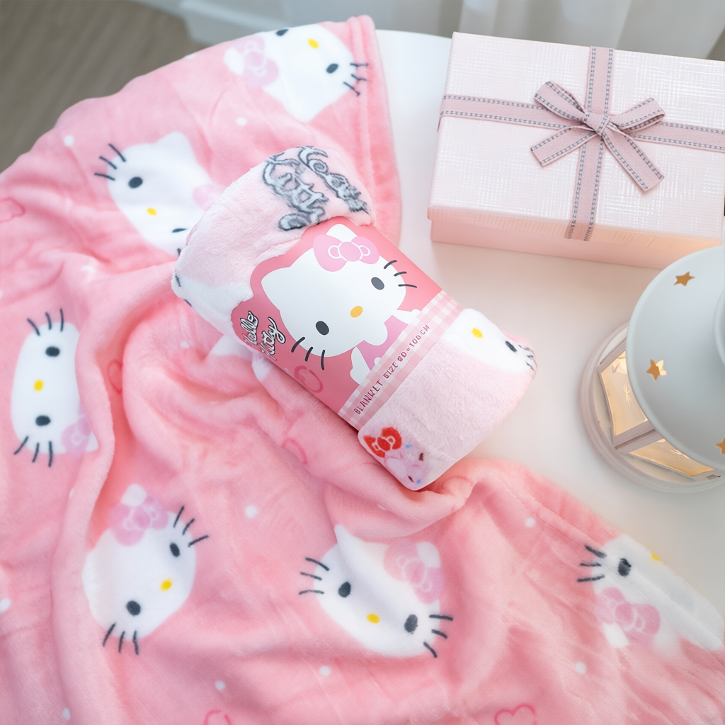 MOSHI MOSHI ผ้าห่มนาโน ลาย Hello Kitty ลิขสิทธิ์แท้ Sanrio รุ่น Sweet Pink