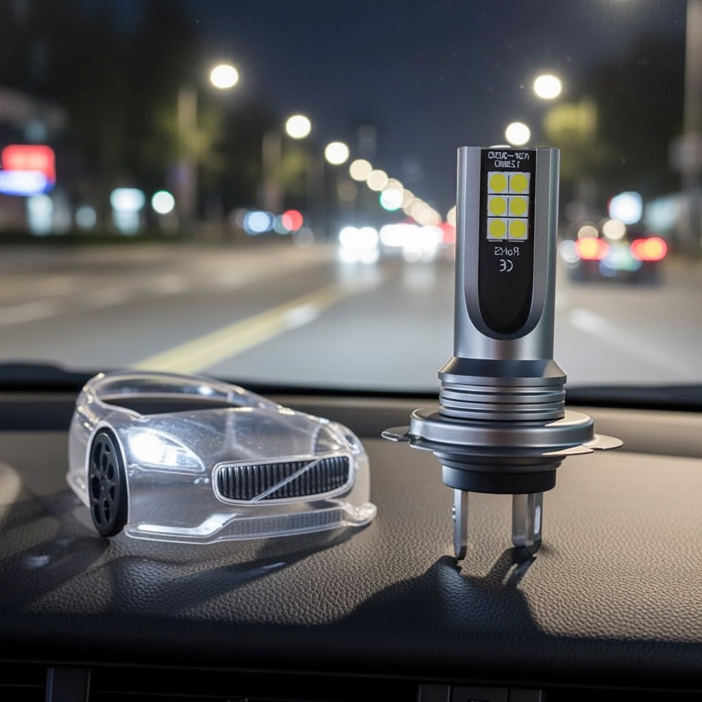 หลอดไฟหน้ารถมอเตอร์ไซค์ LED H7 5000LM 6000K ดีไซน์กะทัดรัด