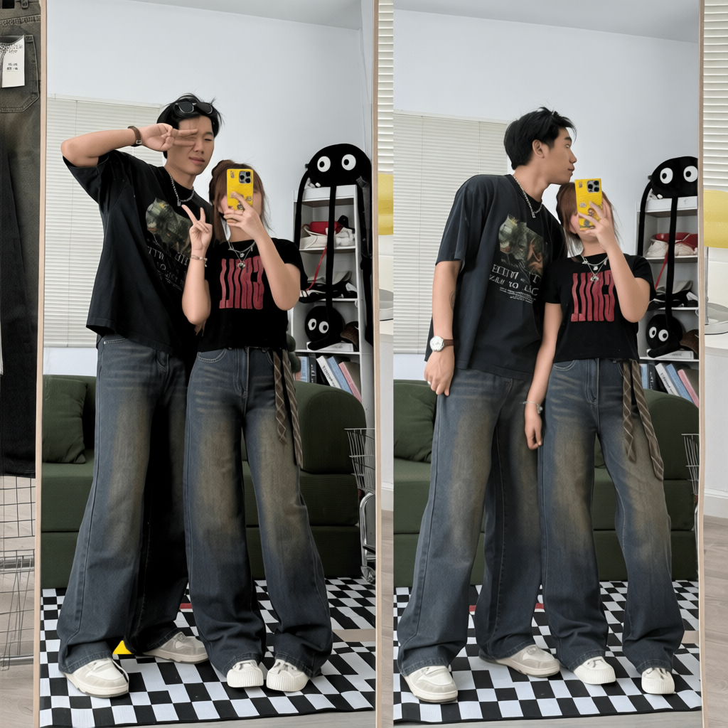 Paradise  กางเกงยีนส์ ทรงกระบอก ใส่ได้ ชาย - หญิง