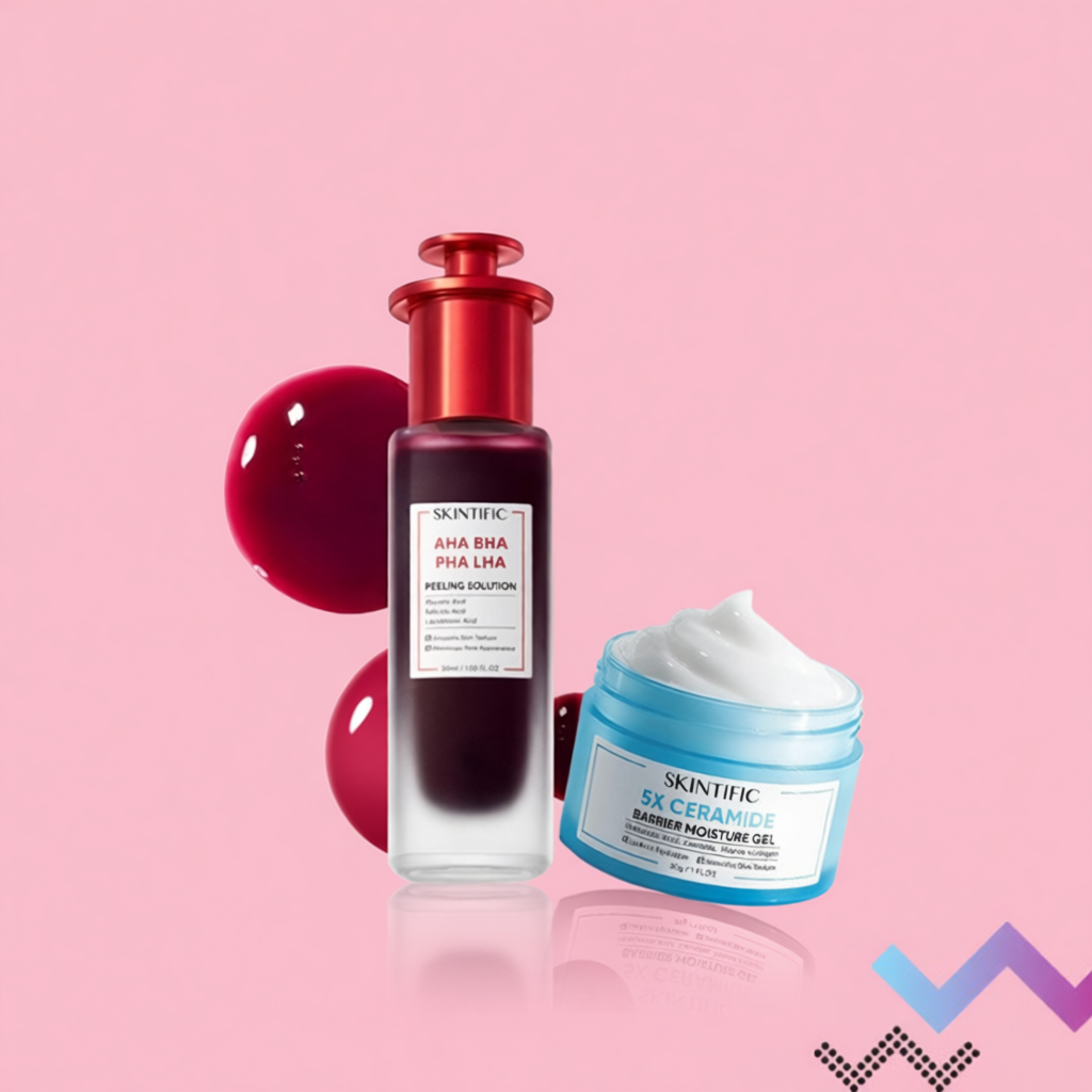SKINTIFIC เซรั่มผลัดเซลล์ผิว AHA BHA PHA LHA Peeling Solution / 5X Moisturising Cream บาเรียร์ ครีม 