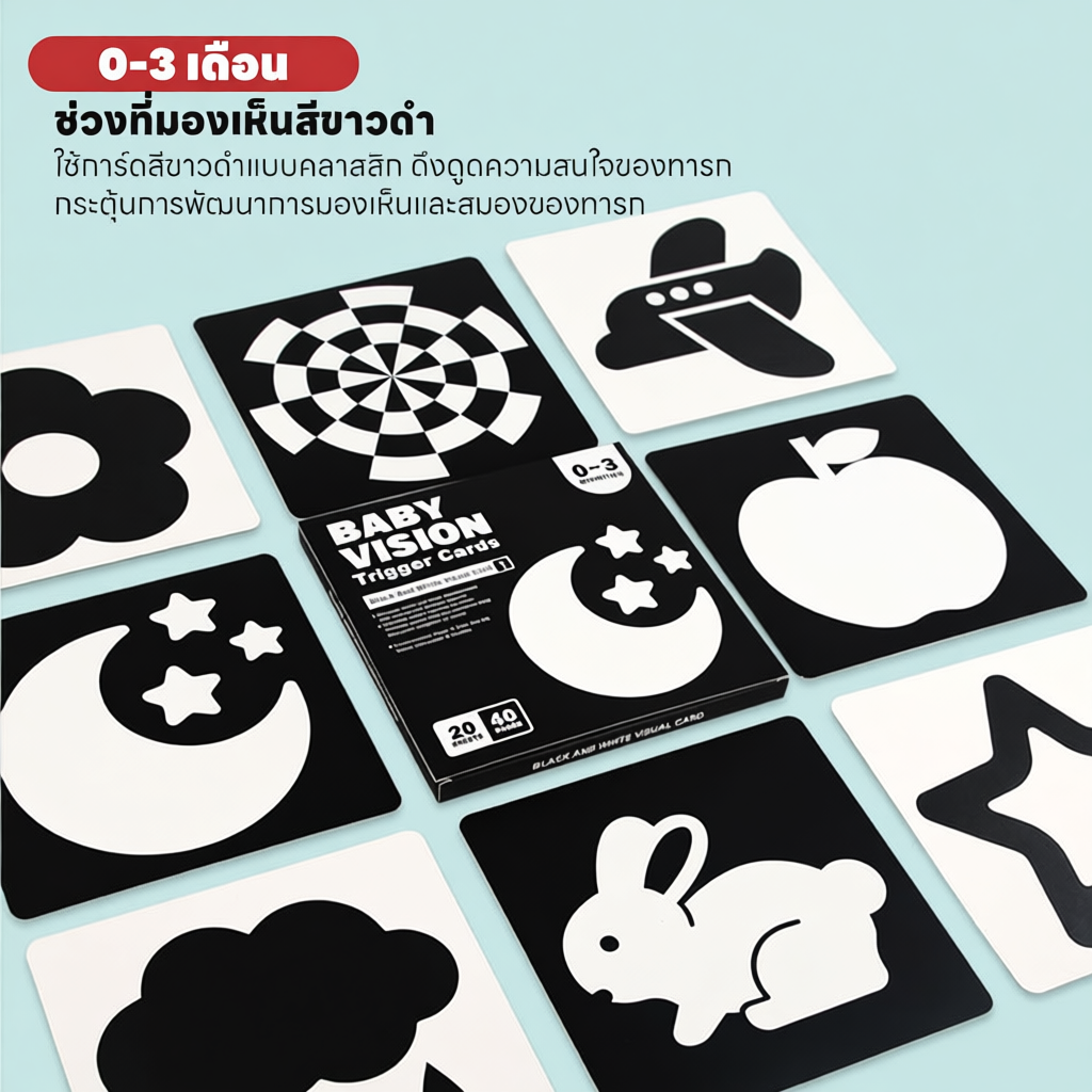 EDDEN การ์ดกระตุ้นสายตา การฝึกฝนภาพของทารก flashcard เพิ่มความสนใจ