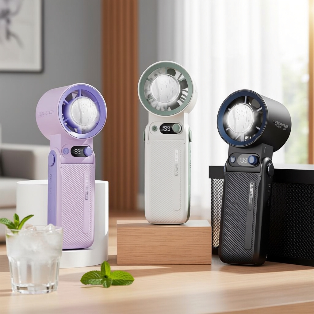 F5PRO พัดลมพับได้ 199 ระดับ, สวมคอได้, ไร้ใบพัด, แบตเตอรี่ 8000mAh, ABS, พกพาสะดวก, ชาร์จ USB, พัดลม