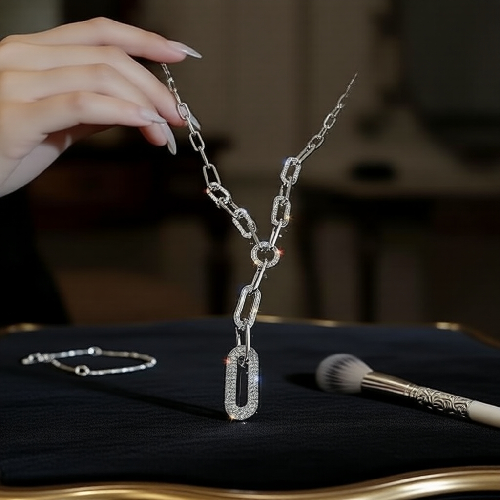 สร้อยคอโซ่ Y-Chain หลายชั้นประดับคริสตัล rhinestone จี้ไอซ์บลิ๊งค์ สร้อยคอผู้หญิงสําหรับใส่กับเสื้อกันหนาว