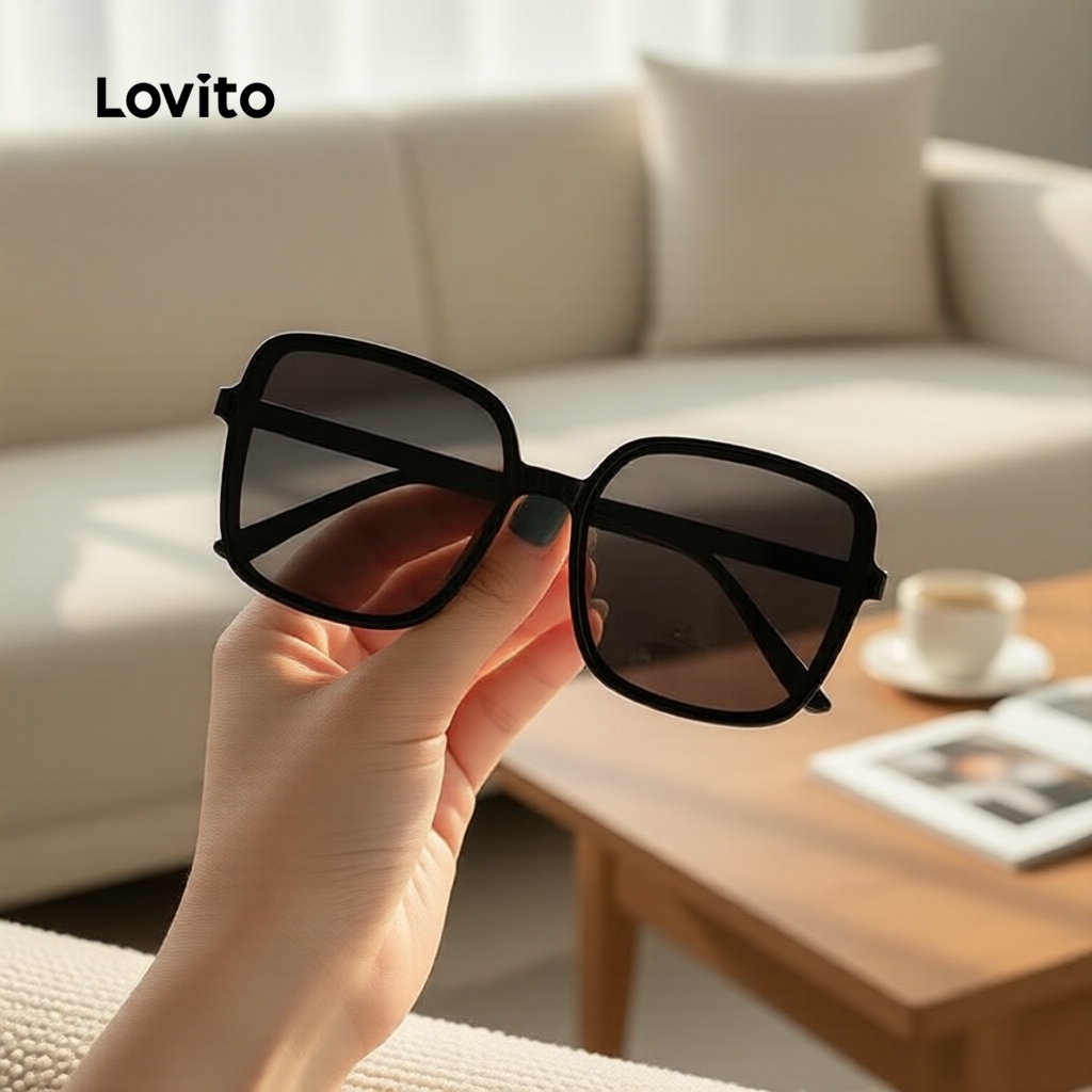 Lovito แคชชวล แว่นกันแดดเรียบสําหรับผู้หญิง ป้องกันรังสียูวี LFA23045