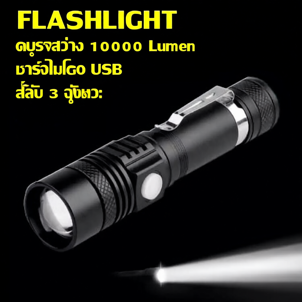 CRX ไฟฉายแรงสูง ซูม led lights รุ่นPL-518 20000W Flashlight 10000 Lumen