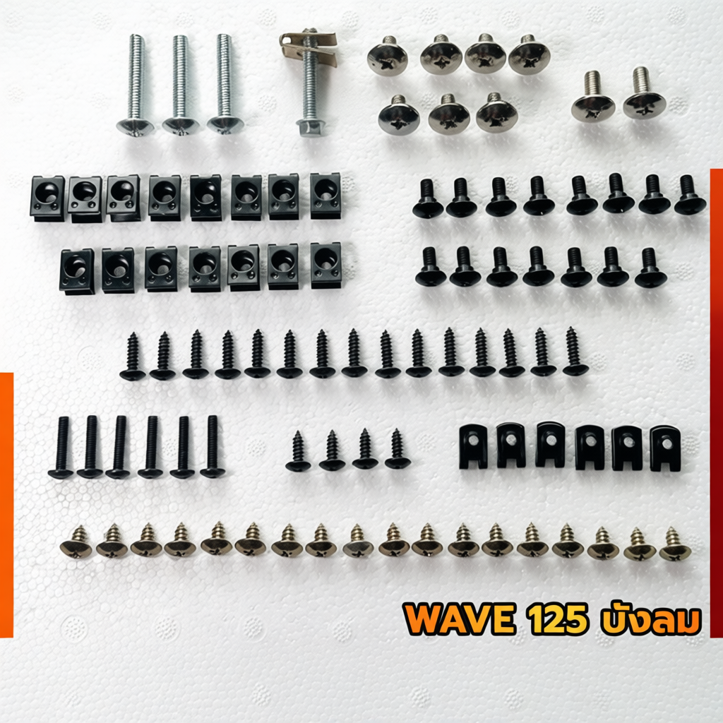 น็อตชุดสี น็อตเฟรม สำหรับ HONDA  wave125 R/S เวฟ125R 125S พร้อมกิ๊บ ทั้งคัน