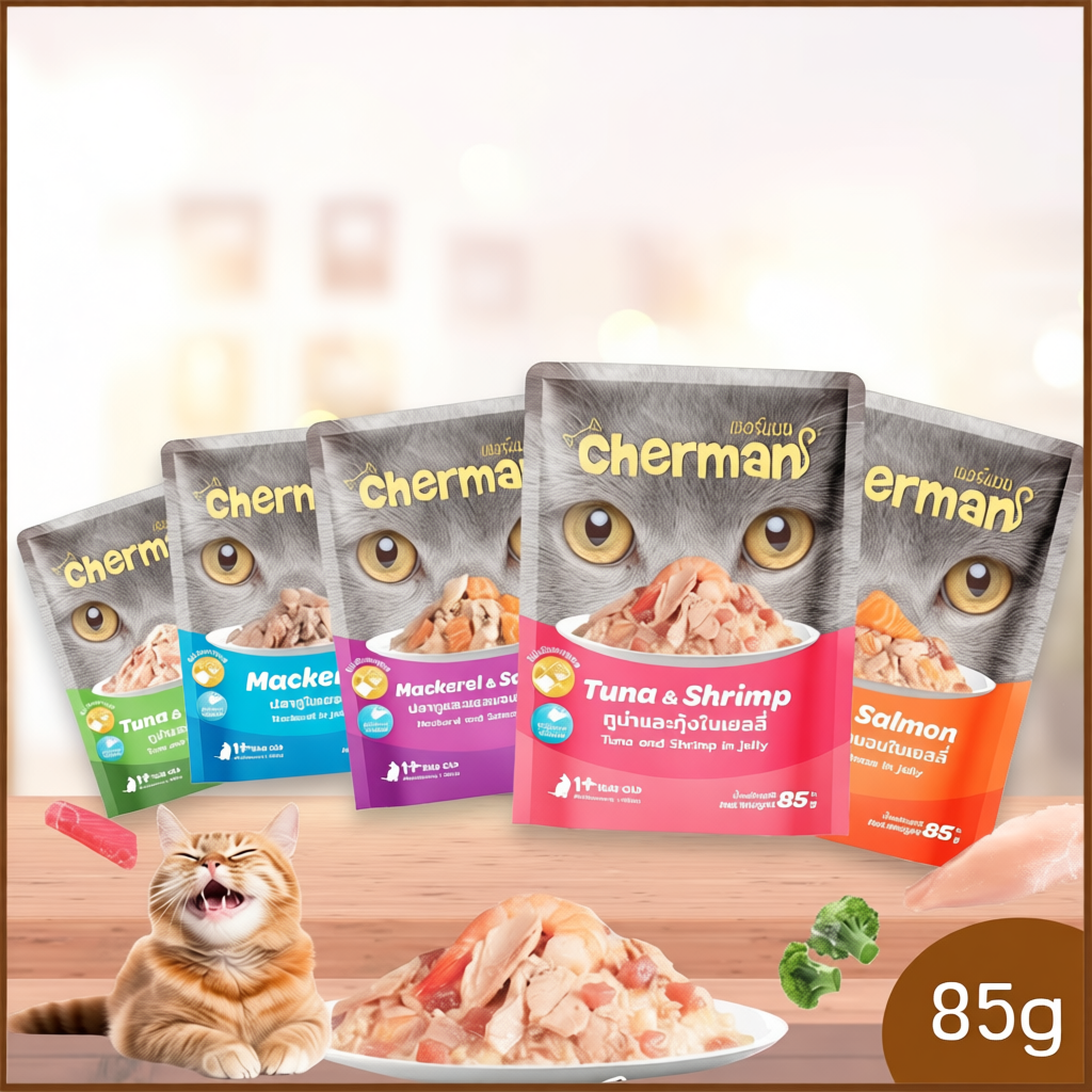 อาหารแมวเปียก  CHERMAN  ขนาด 85g