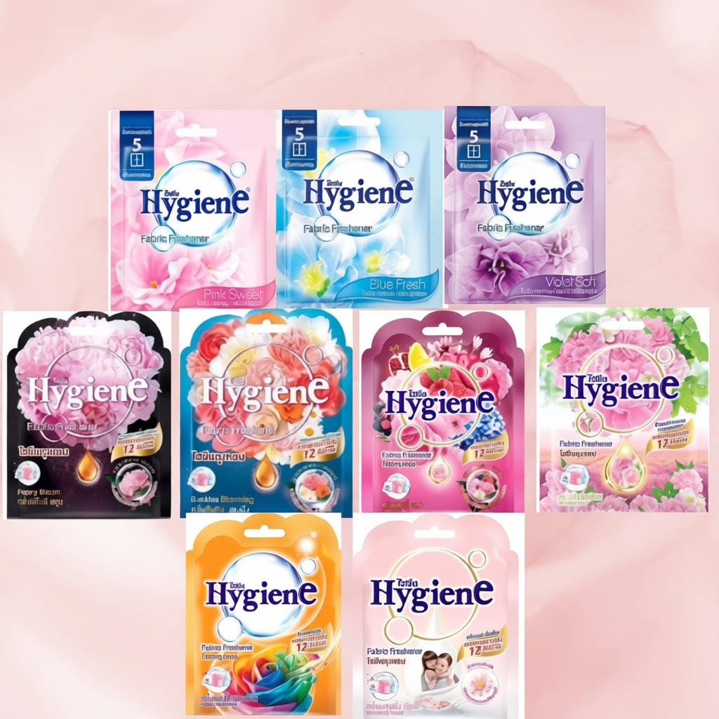 Hygiene ไฮยีน ถุงหอม 8กรัม มี 5 กลิ่น  หอมนาน 8-12 สัปดาห์