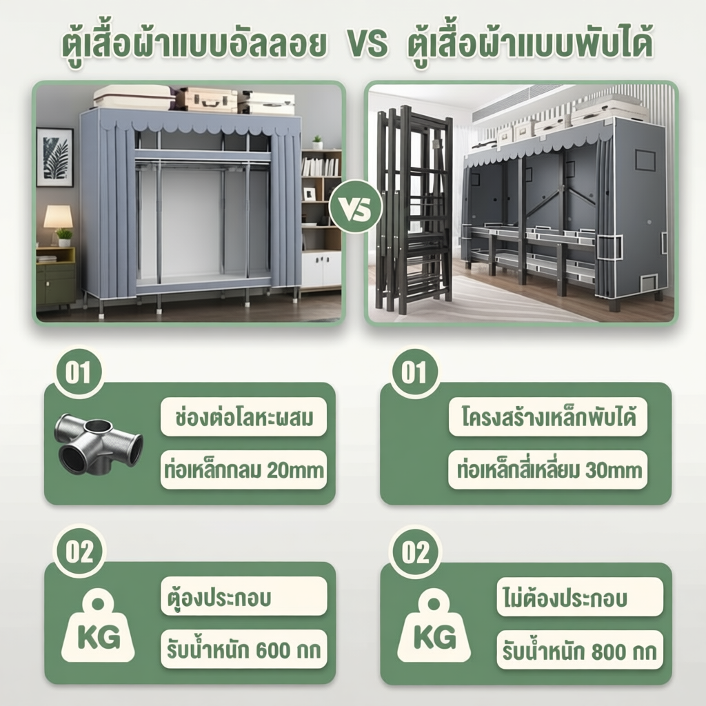 ตู้เสื้อผ้า 30mm  รับน้ำหนักได้ 800 กิโลกรัม