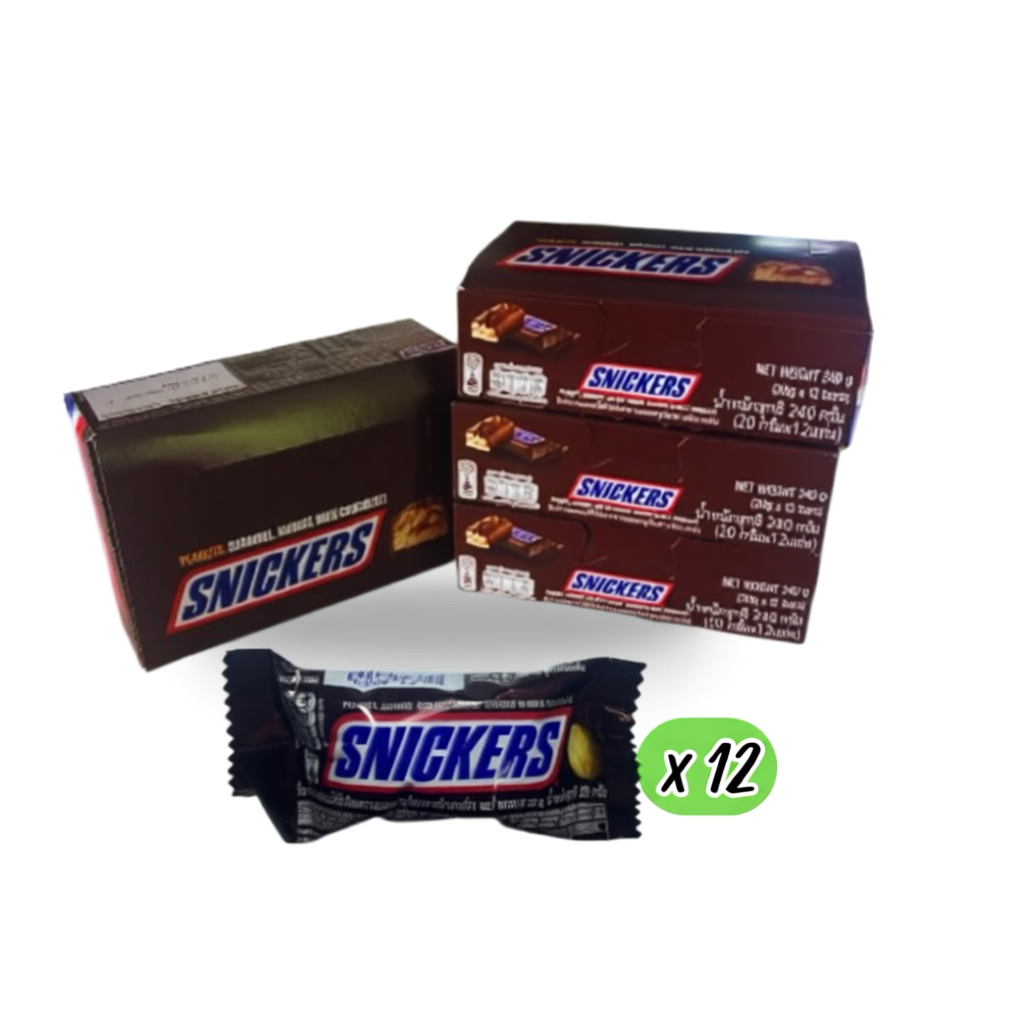 Snickers ช็อคโกแลต คาราเมล กล่อง 12 ชิ้น 20 กรัม