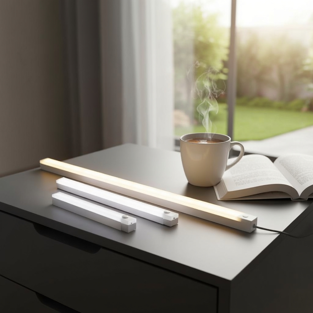 หลอดไฟกลางคืน LED Bar พร้อมตรวจจับการเคลื่อนไหว Home Genie ชาร์จผ่าน USB GEESO สําหรับห้องน้ํา ห้องค