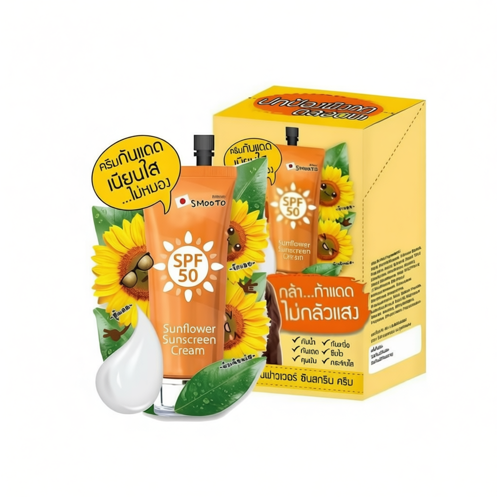 Smooto Sunflower Sunscreen Cream  กล่องx6ซอง 8 กรัม