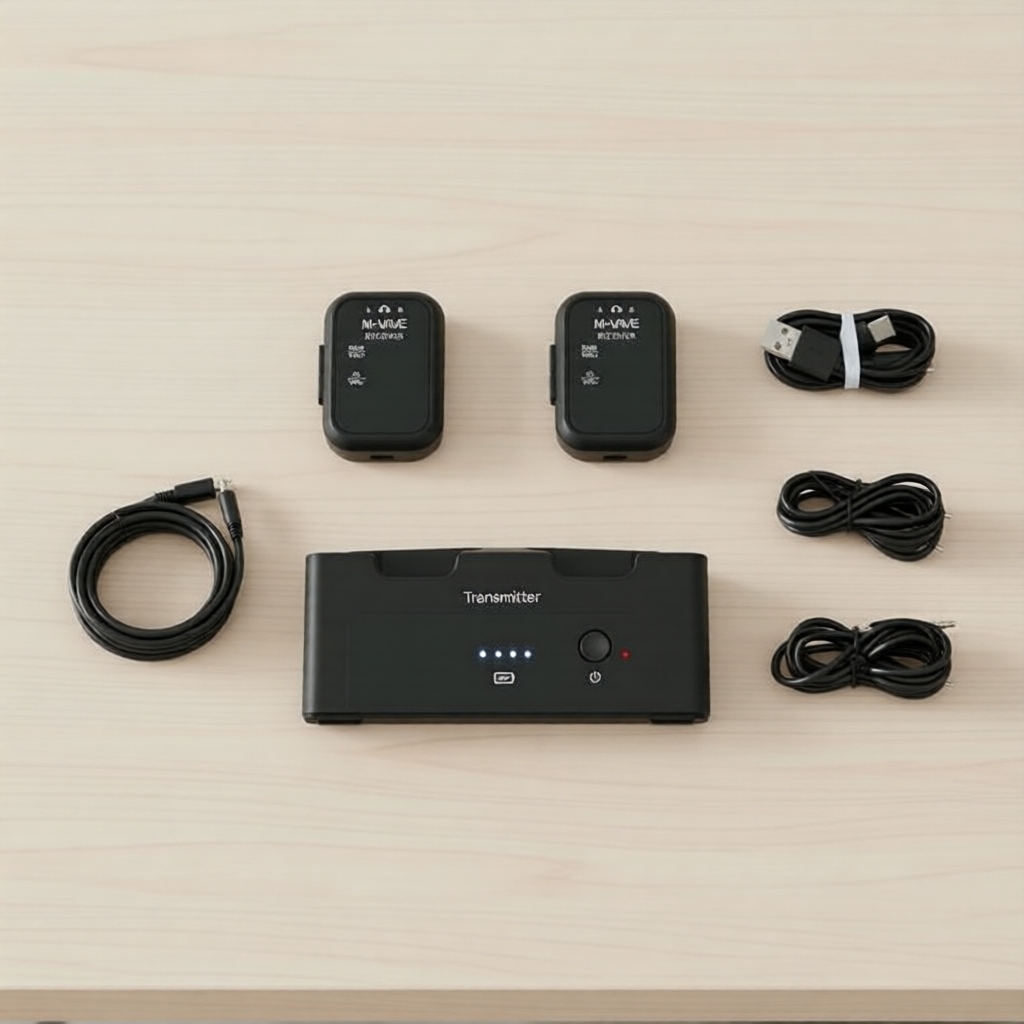 M-VAVE WP-12 ระบบหูฟังไร้สาย 2.4G เครื่องส่งแบบชาร์จไฟได้ 2 ตัวรับสัญญาณ ปุ่มปิดเสียง SWS12
