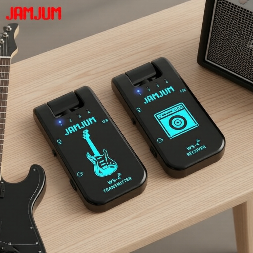 ระบบไร้สาย WS-4 แบบชาร์จไฟได้ 2.4GHz สําหรับกีตาร์, ตัวส่งและรับสัญญาณเสียง 8 ช่อง สําหรับเบส