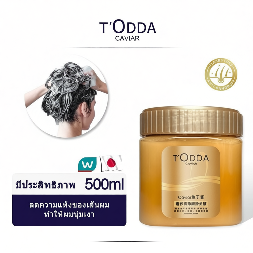 ครีมหมักผมคาเวียร์ทอง TODDA บำรุงผมแห้งเสีย