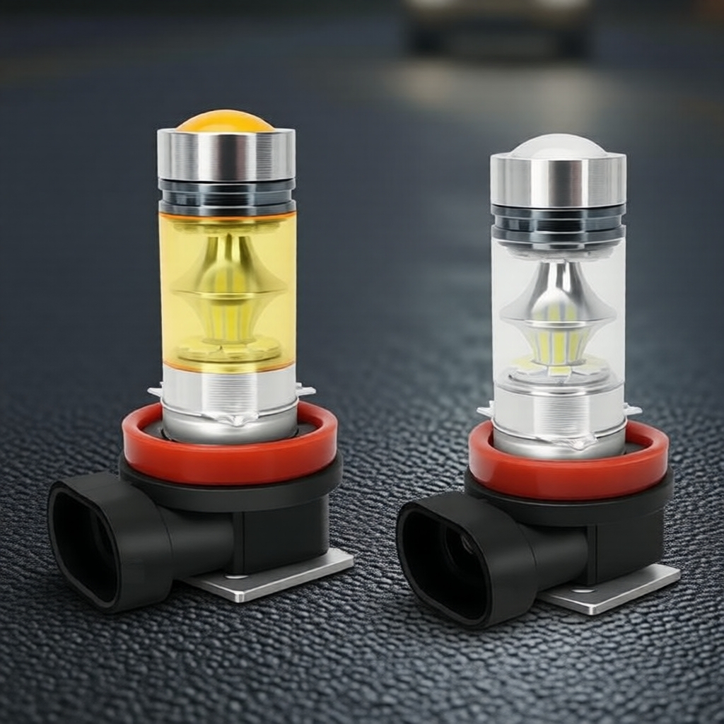 KEVANLY 1 ชิ้น หลอดไฟตัดหมอกรถยนต์ LED 12V รุ่น H11/H8 สีเหลือง 4300K 6000K สว่างมาก