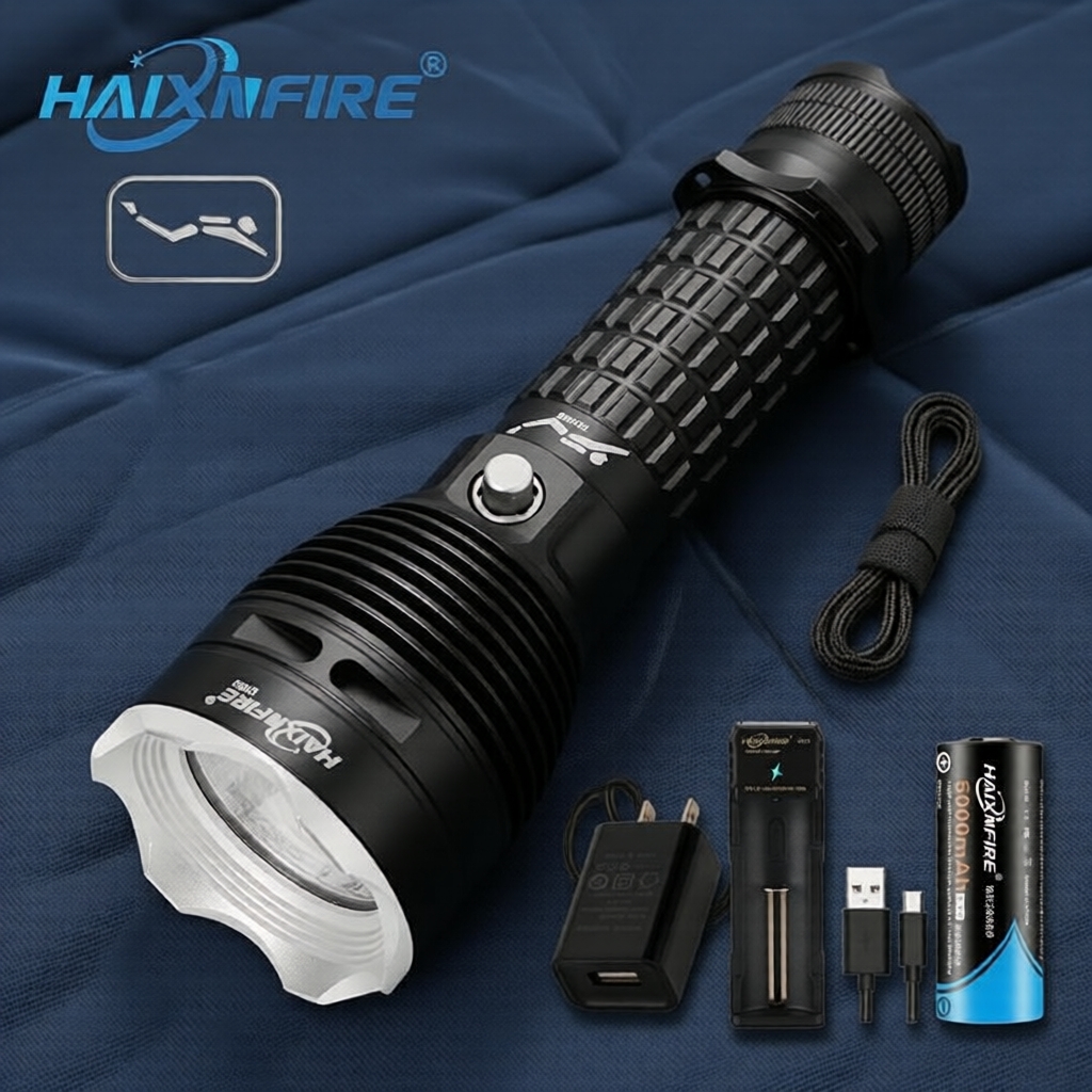 ไฟฉายดําน้ํา HaixnFire DV60 XHP70 LED กันน้ํา สําหรับตั้งแคมป์และส่องปลาใต้น้ํา