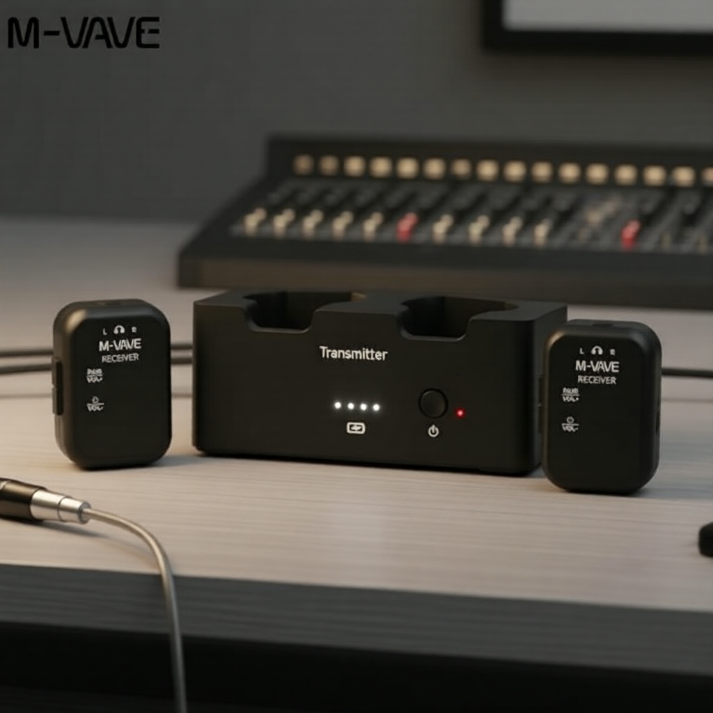 M-VAVE WP-12 ระบบตรวจสอบหูไร้สาย 2.4G พร้อมตัวส่งและตัวรับสัญญาณ สําหรับนักแสดงและผู้บันทึกเสียง