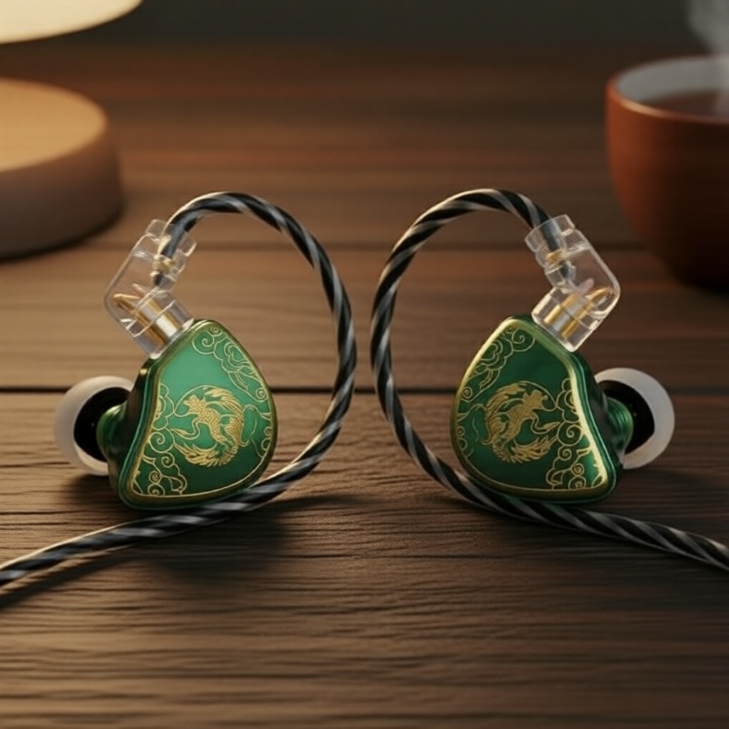 TANGZU Waner SG หูฟังอินเอียร์ สีเขียว PET ไดนามิก 0.78 มม. สายพินคู่ทองแดงไร้ออกซิเจน