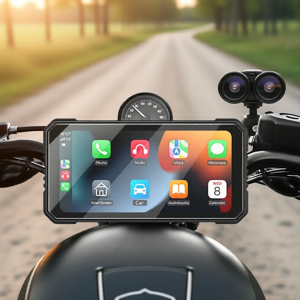 หน้าจอนําทาง GPS มอเตอร์ไซค์ กันน้ํา IP67 ขนาด 6.25 นิ้ว รองรับ CarPlay/Android Auto, DVR