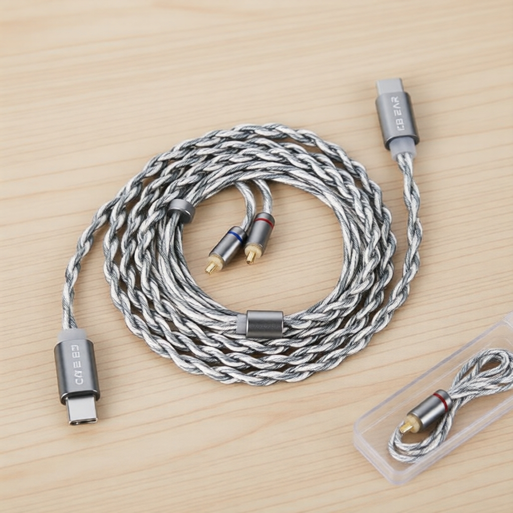 KBEAR CX01 สายอัปเกรดอินเอียร์มอนิเตอร์แบบ USB-C 5N OFC เคลือบเงิน รองรับ KZ ZS10 Pro & ZS12 PRO X
