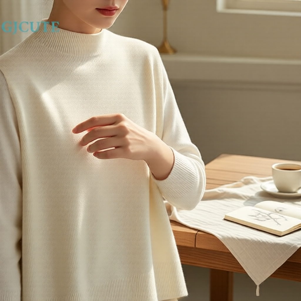เสื้อกั๊กถักแขนกุดสําหรับผู้หญิงฤดูร้อนของ GJCUTE คอครึ่งสูงสีพื้นสไตล์ลําลอง WTD