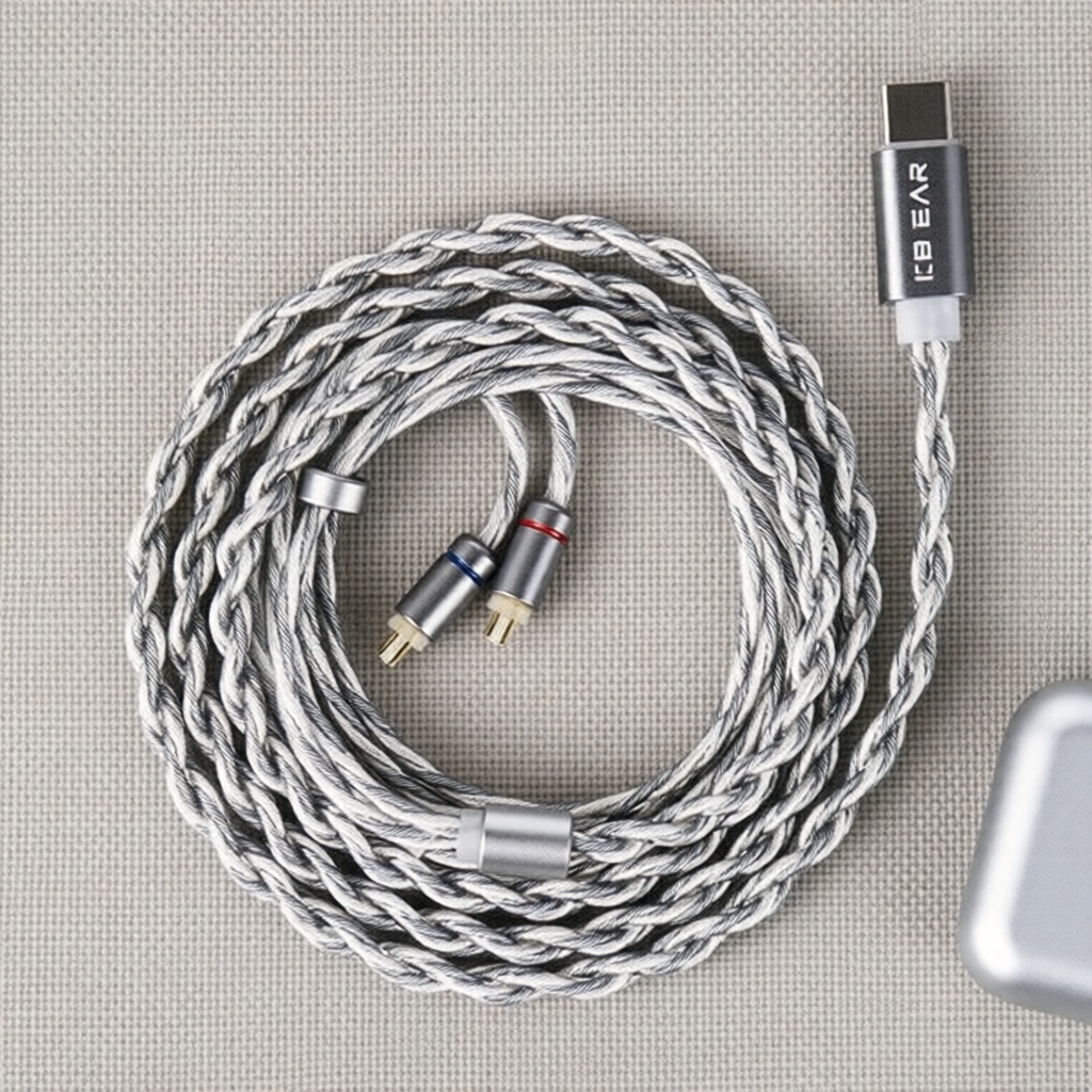 KBEAR 5N สายหูฟังชุบเงิน OFC รุ่น CX01 หัว USB-C สําหรับ KZ ZS10 Pro / CCA CRA / EDX PRO / ZAS